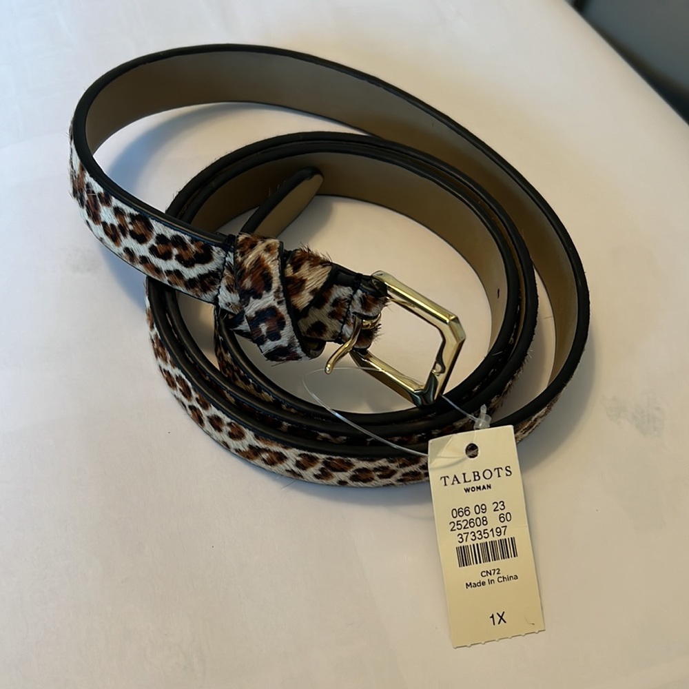 New with tag Talbots leather leopard print belt 1X
